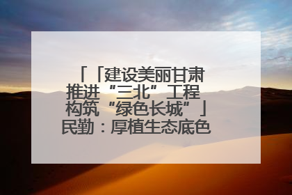 「建设美丽甘肃 推进“三北”工程 构筑“绿色长城”」民勤：厚植生态底色 筑牢绿色屏障