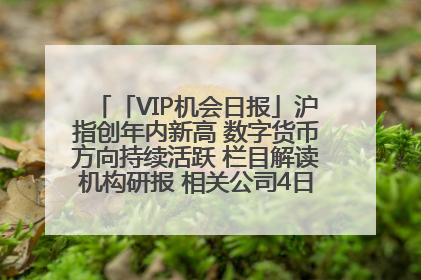 「VIP机会日报」沪指创年内新高 数字货币方向持续活跃 栏目解读机构研报 相关公司4日最高涨44.86%