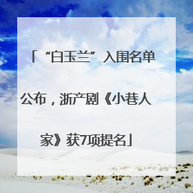 “白玉兰”入围名单公布，浙产剧《小巷人家》获7项提名
