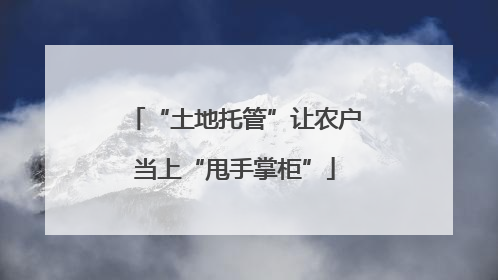 “土地托管”让农户当上“甩手掌柜”