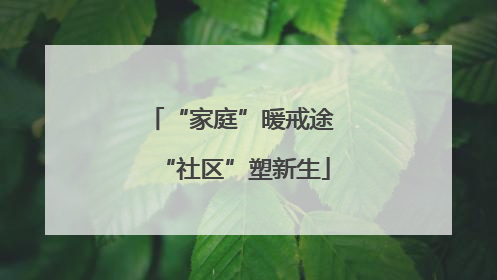“家庭”暖戒途 “社区”塑新生