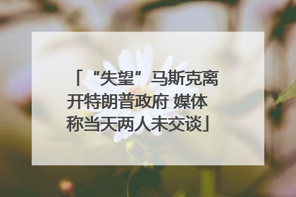 “失望”马斯克离开特朗普政府 媒体称当天两人未交谈