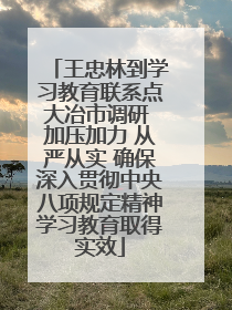 王忠林到学习教育联系点大冶市调研 加压加力 从严从实 确保深入贯彻中央八项规定精神学习教育取得实效