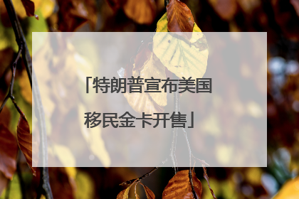特朗普宣布美国移民金卡开售