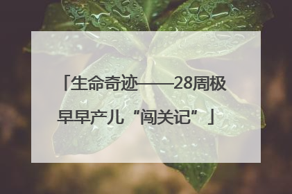 生命奇迹——28周极早早产儿“闯关记”