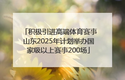 积极引进高端体育赛事 山东2025年计划举办国家级以上赛事200场