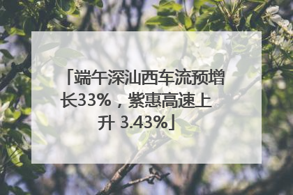 端午深汕西车流预增长33%，紫惠高速上升 3.43%