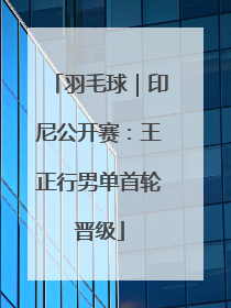 羽毛球｜印尼公开赛：王正行男单首轮晋级