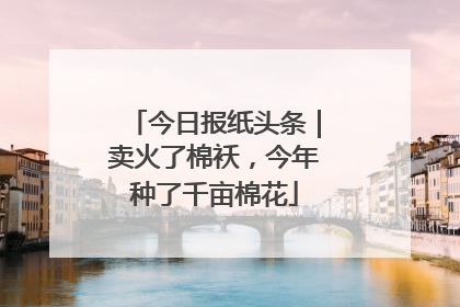 今日报纸头条｜卖火了棉袄，今年种了千亩棉花