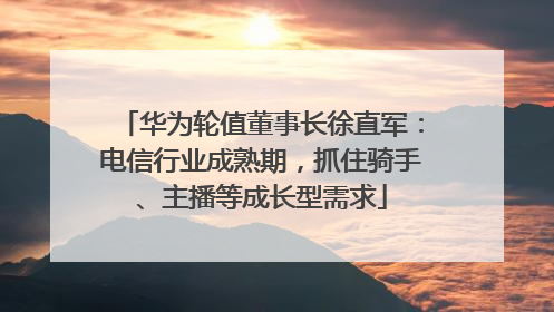 华为轮值董事长徐直军：电信行业成熟期，抓住骑手、主播等成长型需求