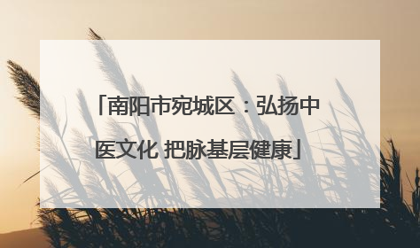 南阳市宛城区：弘扬中医文化 把脉基层健康