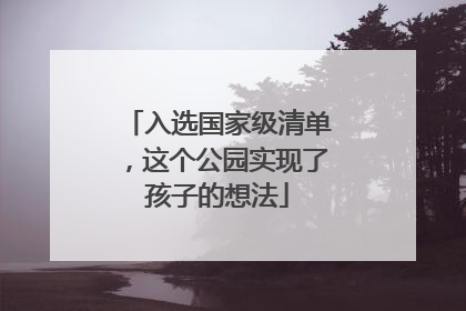 入选国家级清单，这个公园实现了孩子的想法