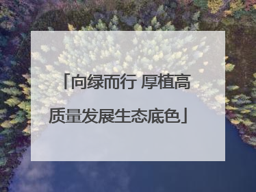 向绿而行 厚植高质量发展生态底色