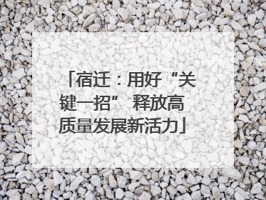 宿迁：用好“关键一招” 释放高质量发展新活力