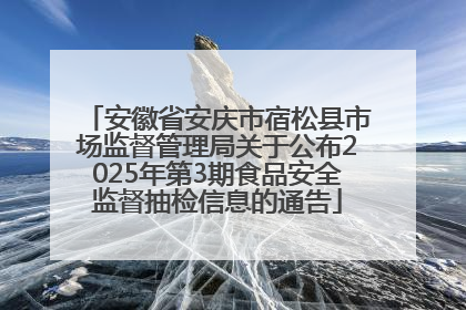 安徽省安庆市宿松县市场监督管理局关于公布2025年第3期食品安全监督抽检信息的通告