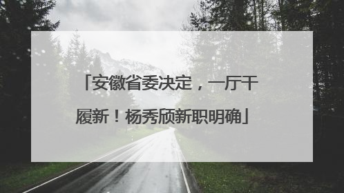 安徽省委决定，一厅干履新！杨秀颀新职明确