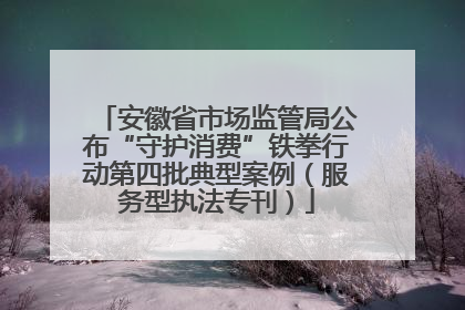 安徽省市场监管局公布“守护消费”铁拳行动第四批典型案例（服务型执法专刊）