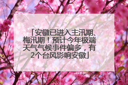 安徽已进入主汛期、梅汛期！预计今年极端天气气候事件偏多，有2个台风影响安徽
