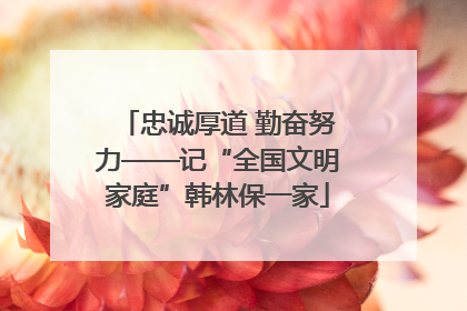 忠诚厚道 勤奋努力——记“全国文明家庭”韩林保一家