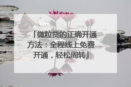 微粒贷的正确开通方法：全程线上免费开通，轻松周转