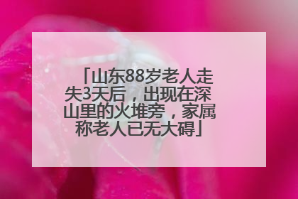 山东88岁老人走失3天后，出现在深山里的火堆旁，家属称老人已无大碍