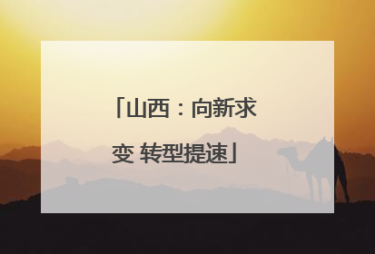 山西：向新求变 转型提速