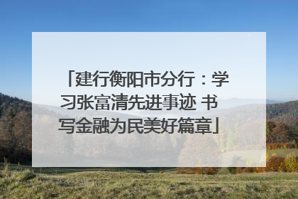 建行衡阳市分行：学习张富清先进事迹 书写金融为民美好篇章