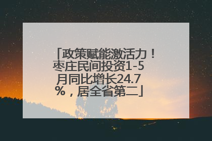 政策赋能激活力！枣庄民间投资1-5月同比增长24.7%，居全省第二