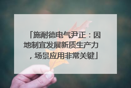 施耐德电气尹正：因地制宜发展新质生产力，场景应用非常关键