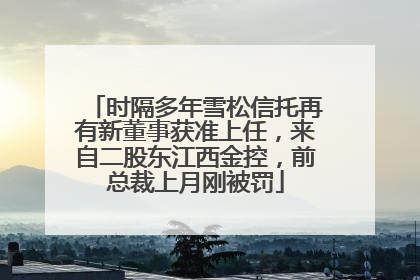 时隔多年雪松信托再有新董事获准上任，来自二股东江西金控，前总裁上月刚被罚