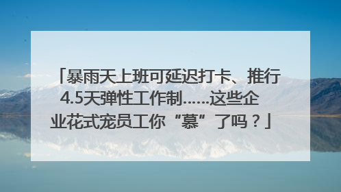 暴雨天上班可延迟打卡、推行4.5天弹性工作制……这些企业花式宠员工你“慕”了吗？