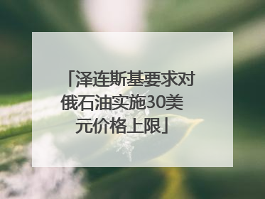 泽连斯基要求对俄石油实施30美元价格上限