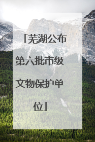 芜湖公布第六批市级文物保护单位