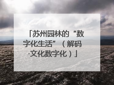 苏州园林的“数字化生活”（解码·文化数字化）