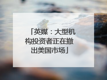 英媒：大型机构投资者正在撤出美国市场