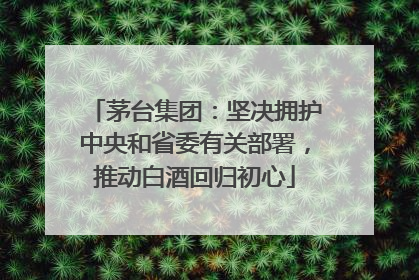 茅台集团：坚决拥护中央和省委有关部署，推动白酒回归初心