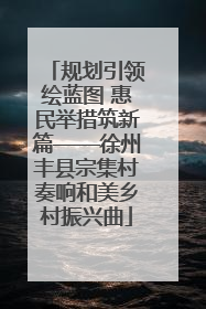 规划引领绘蓝图 惠民举措筑新篇——徐州丰县宗集村奏响和美乡村振兴曲