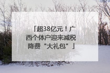 超38亿元！广西个体户迎来减税降费“大礼包”