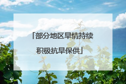 部分地区旱情持续 积极抗旱保供