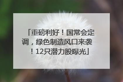 重磅利好！国常会定调，绿色制造风口来袭！12只潜力股曝光