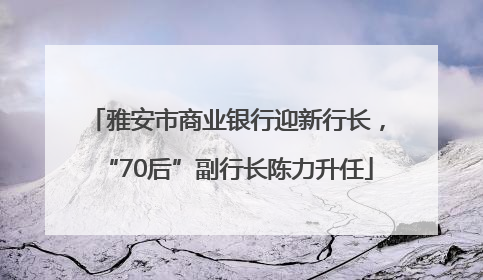 雅安市商业银行迎新行长，“70后”副行长陈力升任