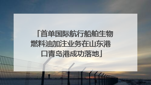 首单国际航行船舶生物燃料油加注业务在山东港口青岛港成功落地