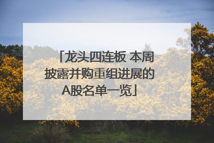 龙头四连板 本周披露并购重组进展的A股名单一览