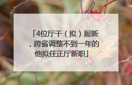 4位厅干（拟）履新，跨省调整不到一年的他拟任正厅新职