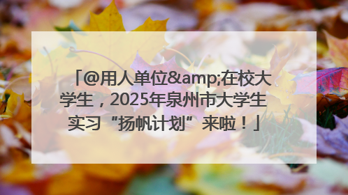 @用人单位&在校大学生，2025年泉州市大学生实习“扬帆计划”来啦！